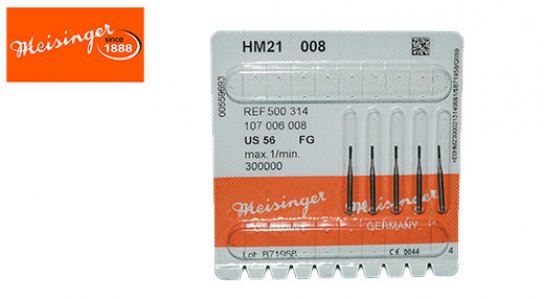 Meisinger Fissure Carbide Bur-High Speed(Size 008) 5PCS